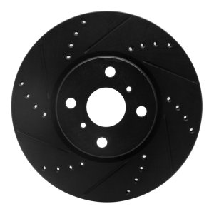 Toyota Yaris Brake Rotor (1) - Front Left - R1 Concepts - Drilled & Slotted - Black - `12-`18